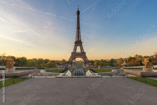 Sunrise with the Eiffel Tower in Paris, France