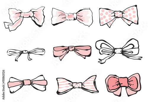 Set of vector different bow and bow-tie collection