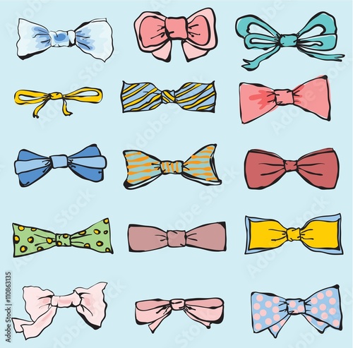 Set of hand-drawn neckties