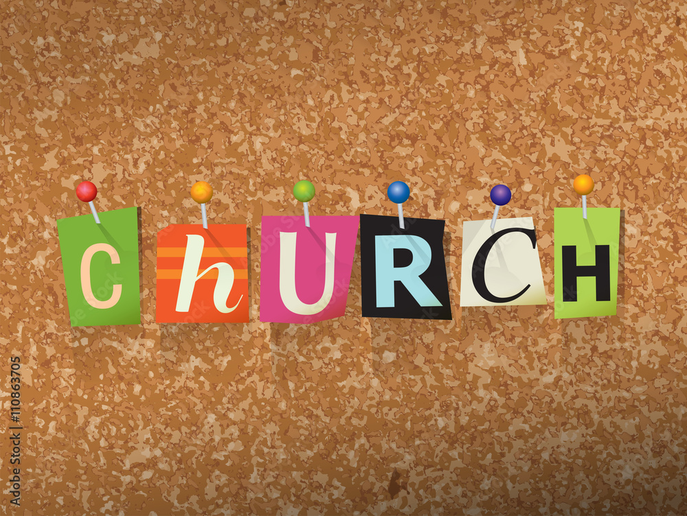 Church Concept Pinned Letters Illustration - obrazy, fototapety, plakaty 