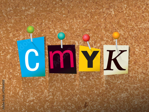 CMYK Concept Pinned Letters Illustration