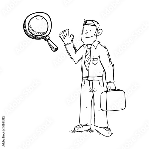 Businessman design. sketch icon. Isolated and flat illustration