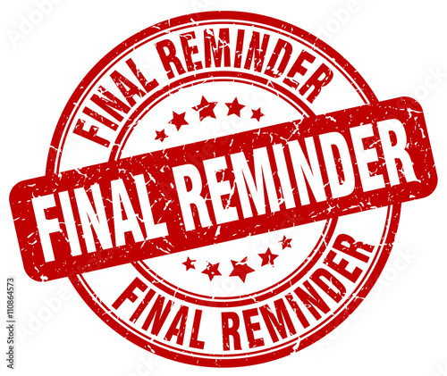 final reminder red grunge round vintage rubber stamp