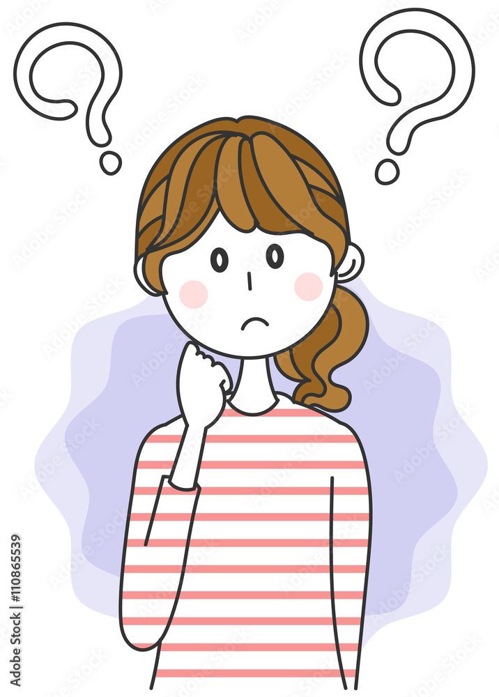 疑問を持った女性のイラスト 疑問を持った女性のイラスト