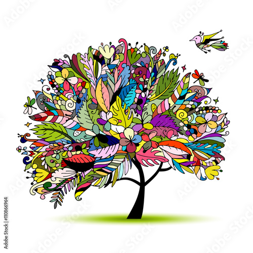 Tropical floral tree for your design