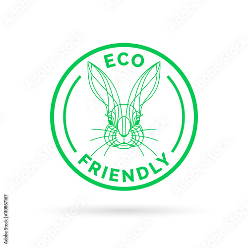 Eco bio and animal friendly icon with rabbit stamp symbol. Vector illustration.