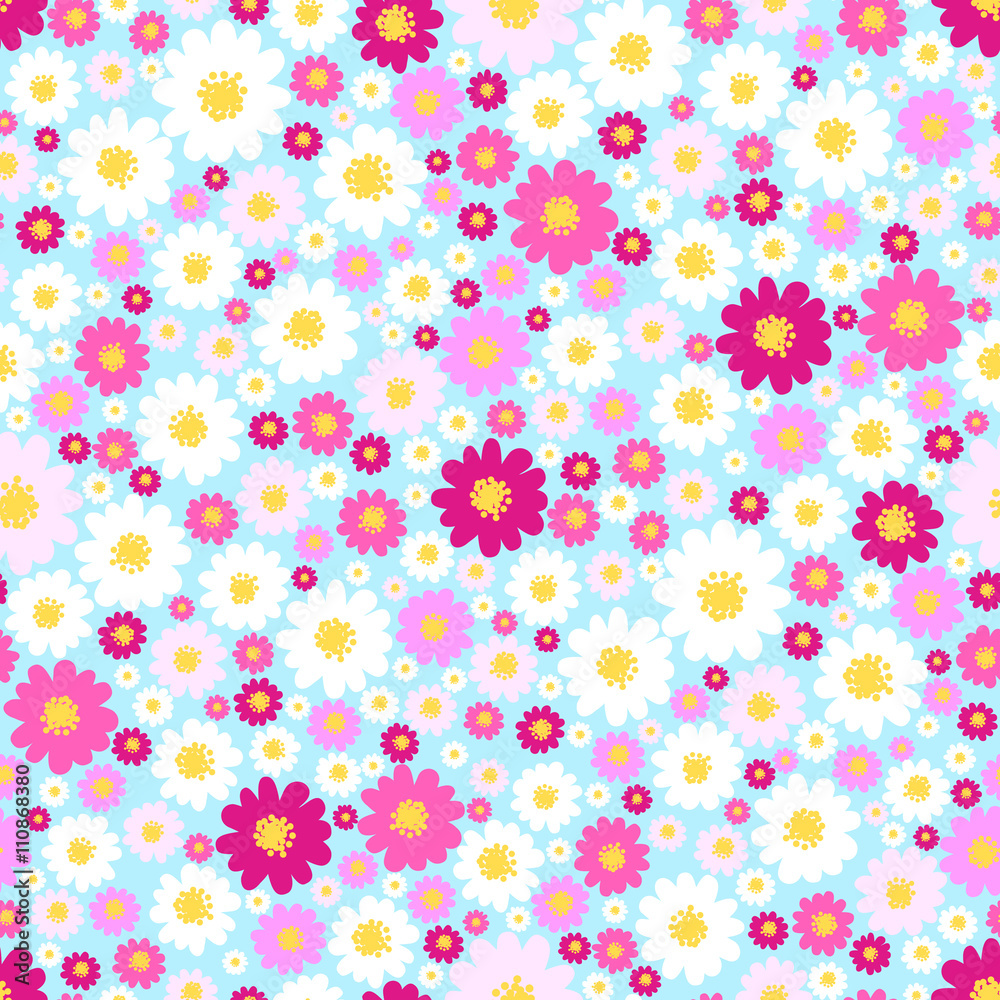 Flower seamless pattern. Small daisies background
Flower seamless pattern. Small daisies background