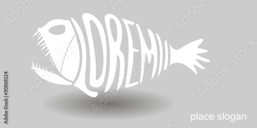 A banner with the emblem in the form of a stylized skeleton predatory fish with inscription