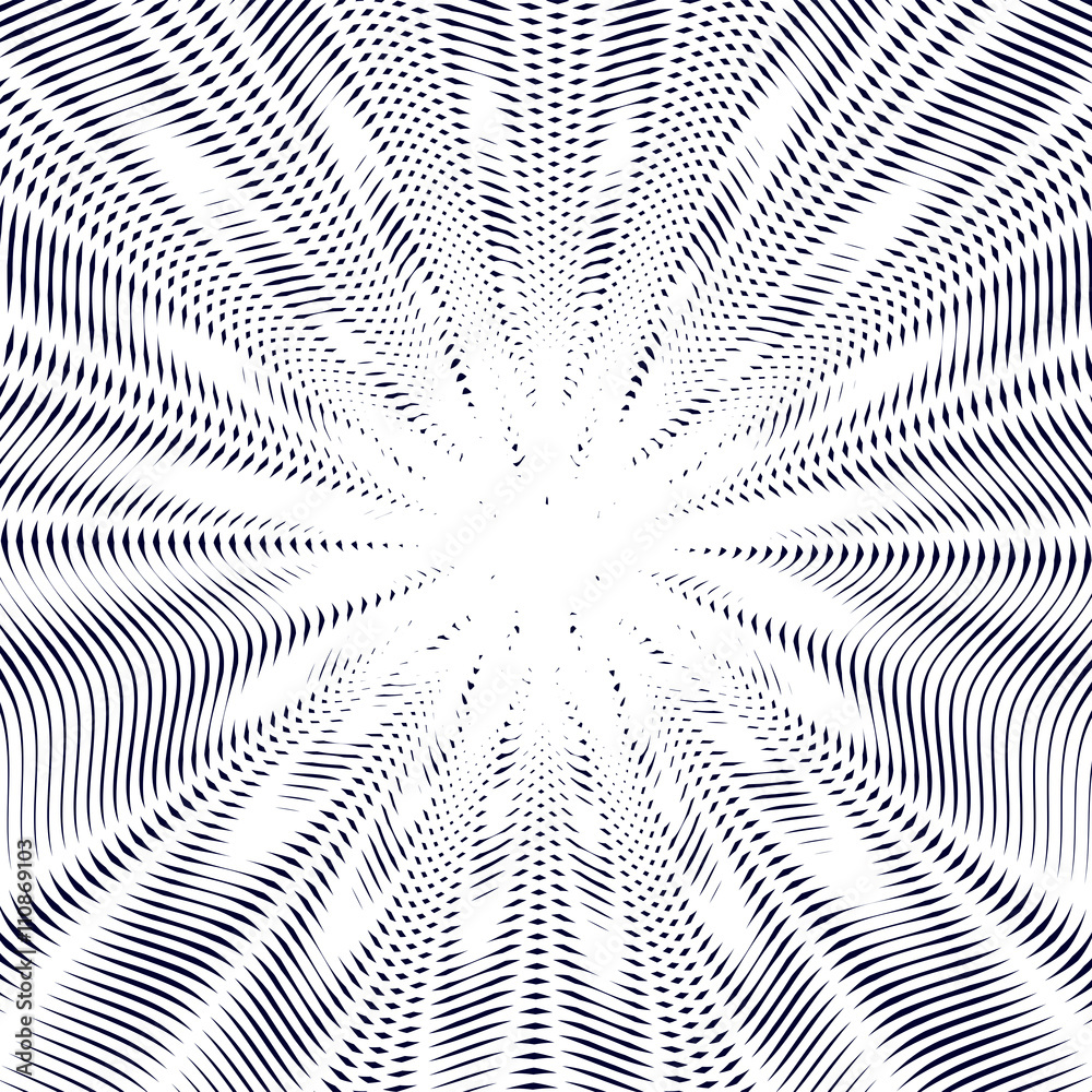 Illusive background with black lines, moire style. Geometric Illusive background with black lines, moire style. Geometric