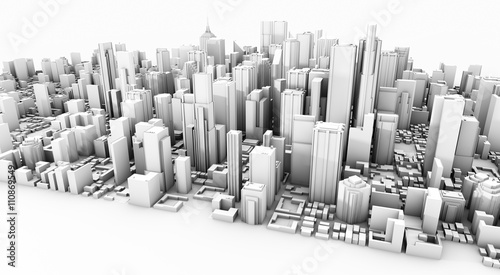 3d city over white background
