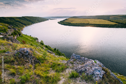 The picturesque river at sunset in Ukraine