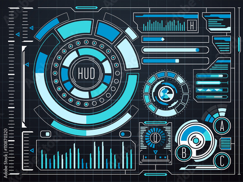 Sci-fi futuristic virtual graphic touch user interface HUD. Future interface digital hud and dashboard screen virtual hud. Vector illustration