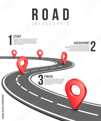 Road infographic vector template. Road information chart, creative traffic road infigraphic banner illustration