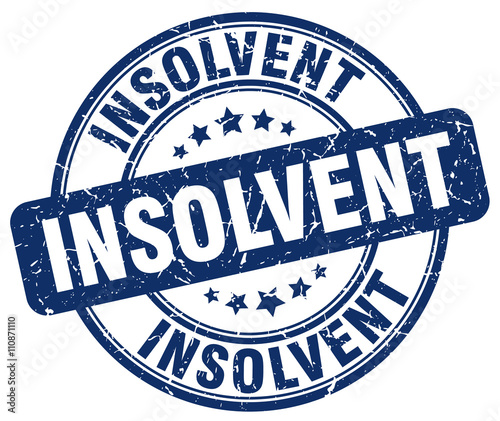insolvent blue grunge round vintage rubber stamp