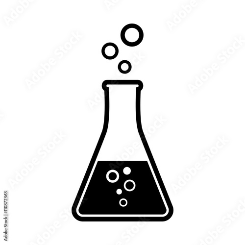 Black laboratory glass icon on white background