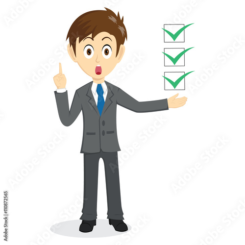 Businessman Explain With Floating Check list