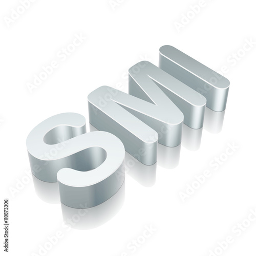 3d metallic character SMI with reflection  vector illustration.