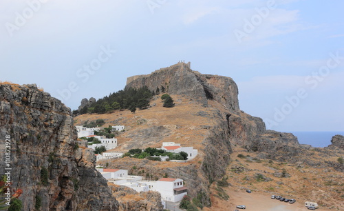 View to the Acropolis of Lindos. Rhodes, Greece.