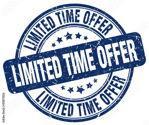 limited time offer blue grunge round vintage rubber stamp