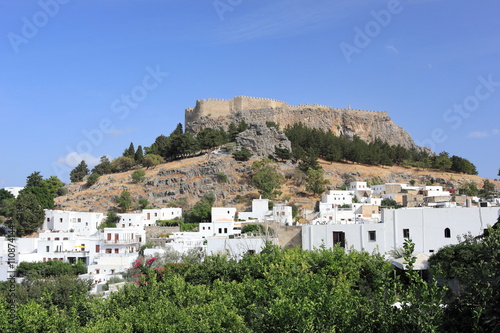 View to the Acropolis of Lindos. Rhodes  Greece.