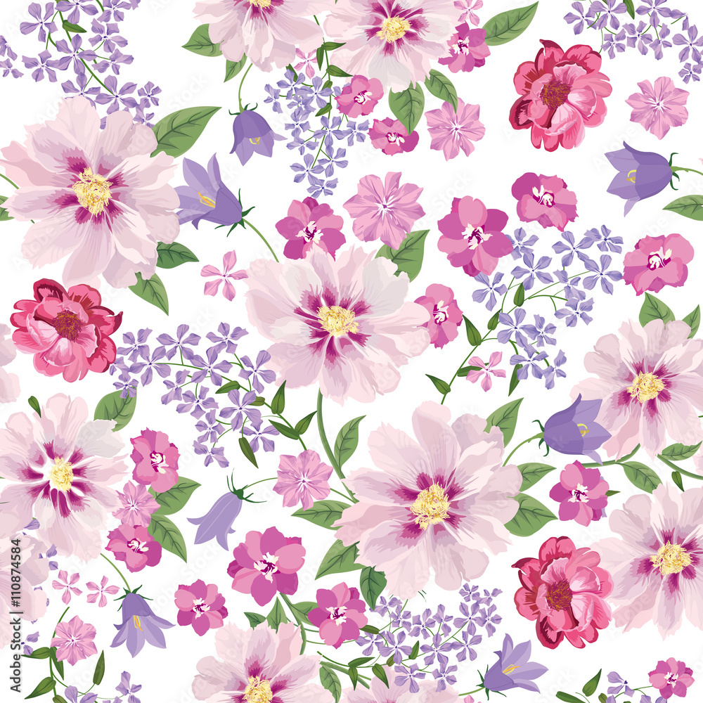 Floral pattern Flower bouquet background.  Flourish seamless texure
