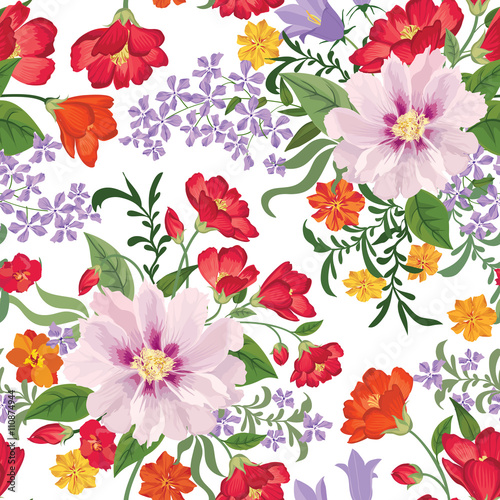 Fototapeta Naklejka Na Ścianę i Meble -  Floral seamless pattern. Flower background. Floral seamless text