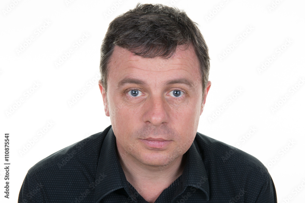 Portrait of a surprised man with blue eyes Portrait of a surprised man with blue eyes