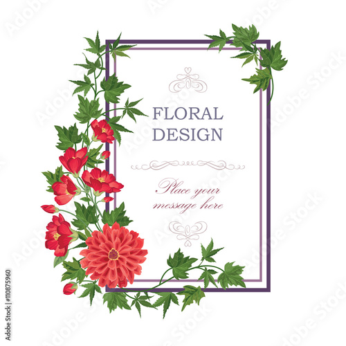 Floral frame with summer flowers Floral bouquet pattern Flourish greeting card background