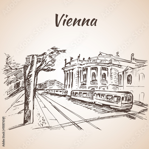 Vienna street with tram