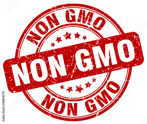non gmo red grunge round vintage rubber stamp