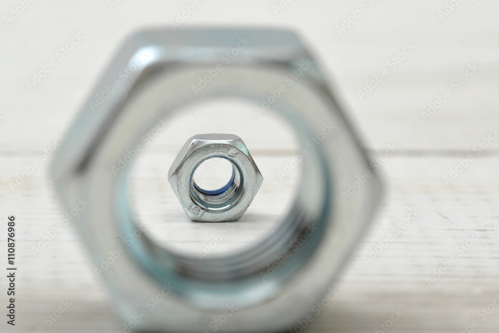 Close-up nut which can be seen through the other nut. Close-up nut which can be seen through the other nut.