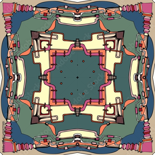 Bandanna print. Abstract background. Vector illustration for ceramic tile, textile, fabrics, prints.