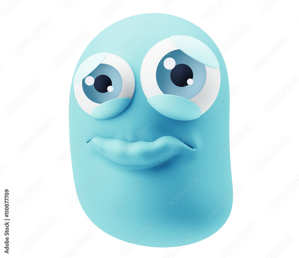 Pouting Sad Expression Emoticon Character. 3d Rendering. Pouting Sad Expression Emoticon Character. 3d Rendering.