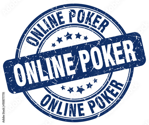 online poker blue grunge round vintage rubber stamp