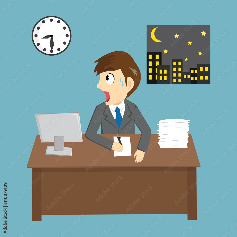 Funny Shock Businessman Working Late In Office Funny Shock Businessman Working Late In Office