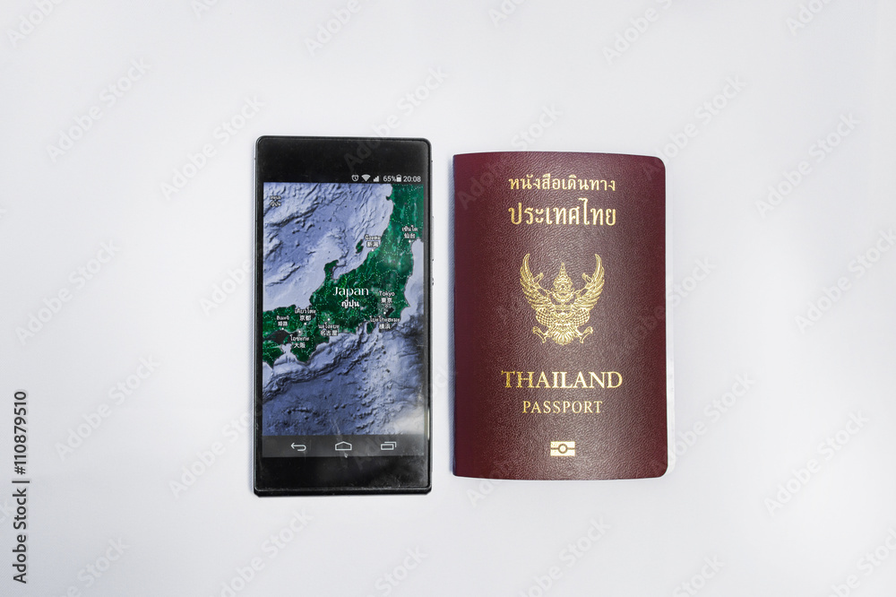 Smartphone &Passport travel to japan Smartphone &Passport travel to japan