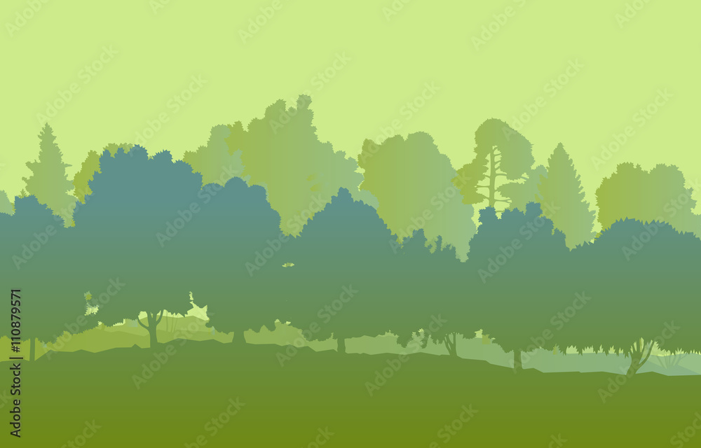 Forest trees abstract vector background