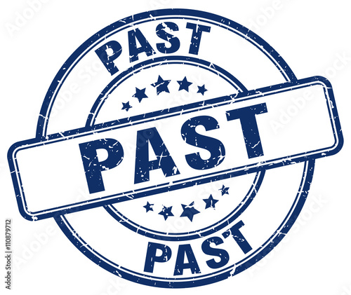 past blue grunge round vintage rubber stamp