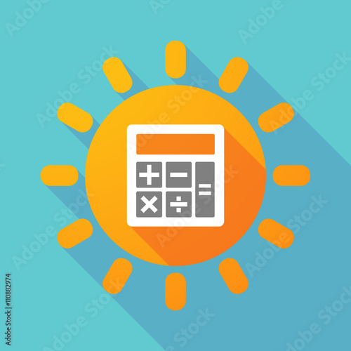 Long shadow sun with  a calculator