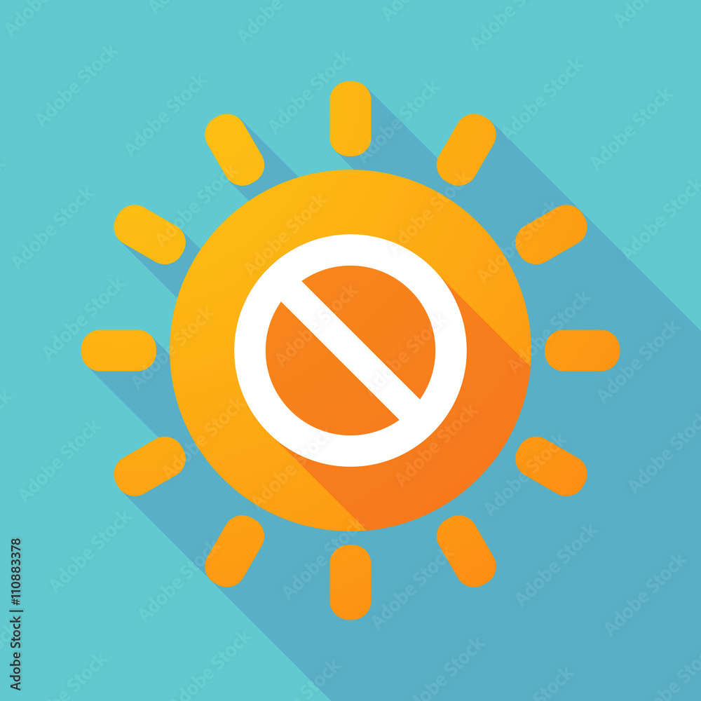 Long shadow sun with a forbidden sign Long shadow sun with a forbidden sign