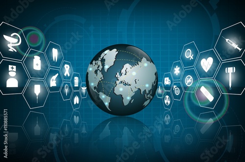globe health care medical and science icon concept