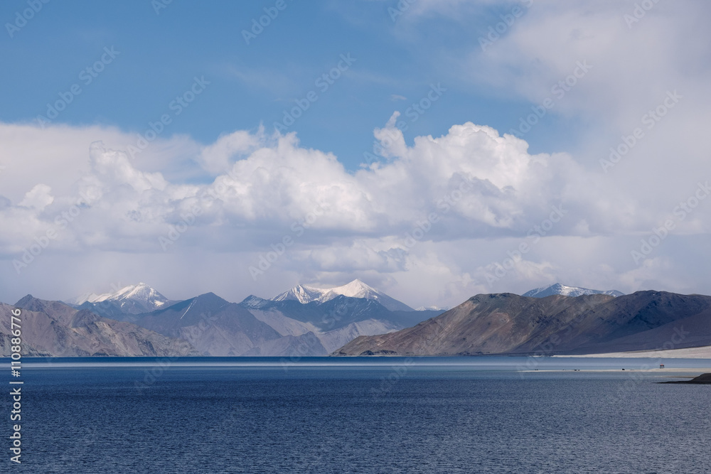 Pangong Lake(Tso),wide 6-7 km, long 130 km, 30% of area in India