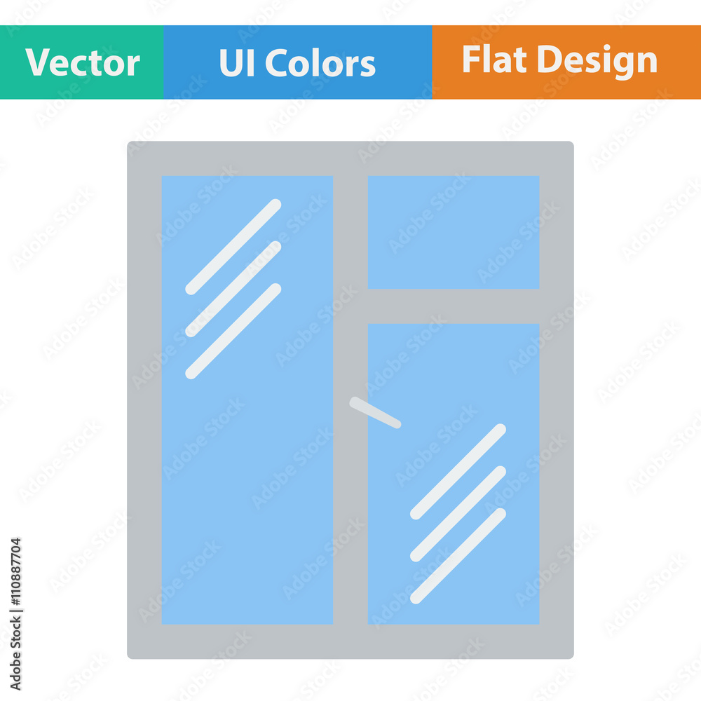 Flat design icon of closed window frame Flat design icon of closed window frame