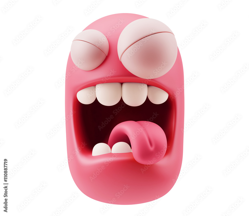 Hate Emoticon Character Face Expression. 3d Rendering. Stock ...