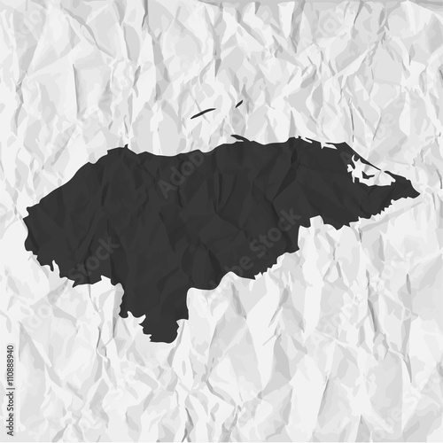 Honduras map in black on a background crumpled paper