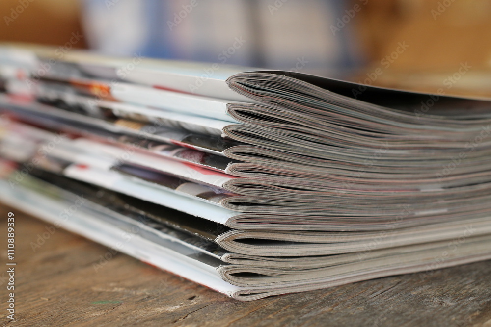 Magazines on the wooden table Magazines on the wooden table