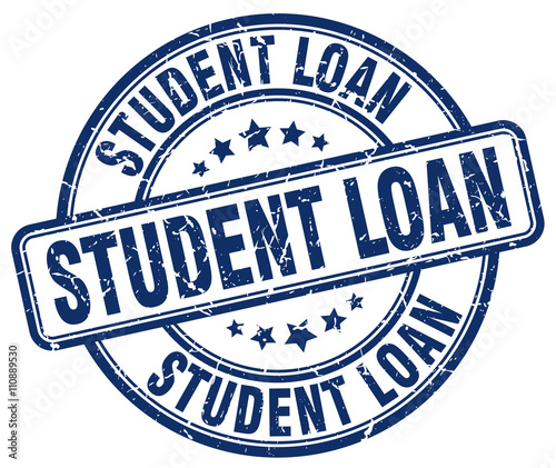 student loan blue grunge round vintage rubber stamp