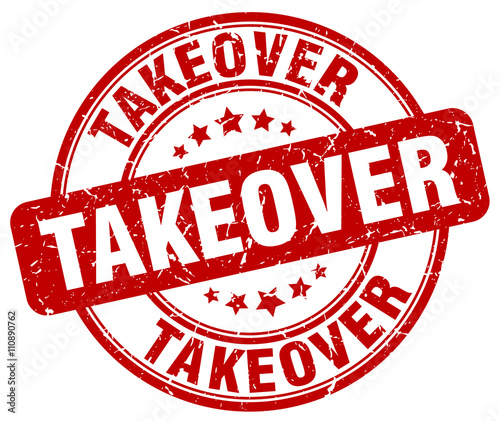 takeover red grunge round vintage rubber stamp