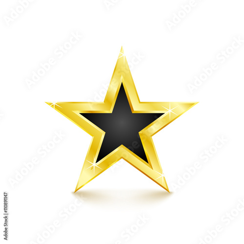 Golden star on white background. Vector Illustration