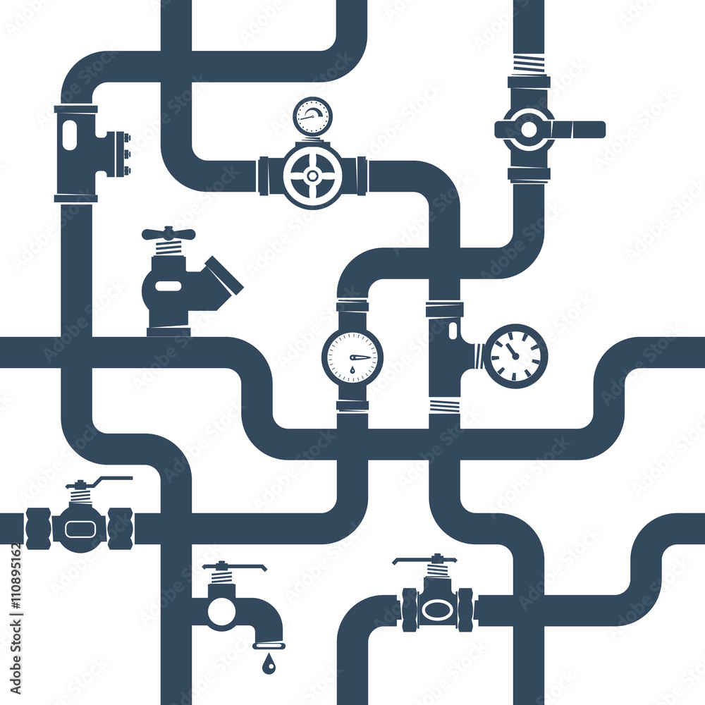 Pipes Black White Concept Illustration Pipes Black White Concept Illustration